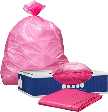 Plasticplace 32-33 Gallon Trash Bags │ 1.5 Mil │ Pink Garbage Can Liners │ 33’” x 39” (100 Count)