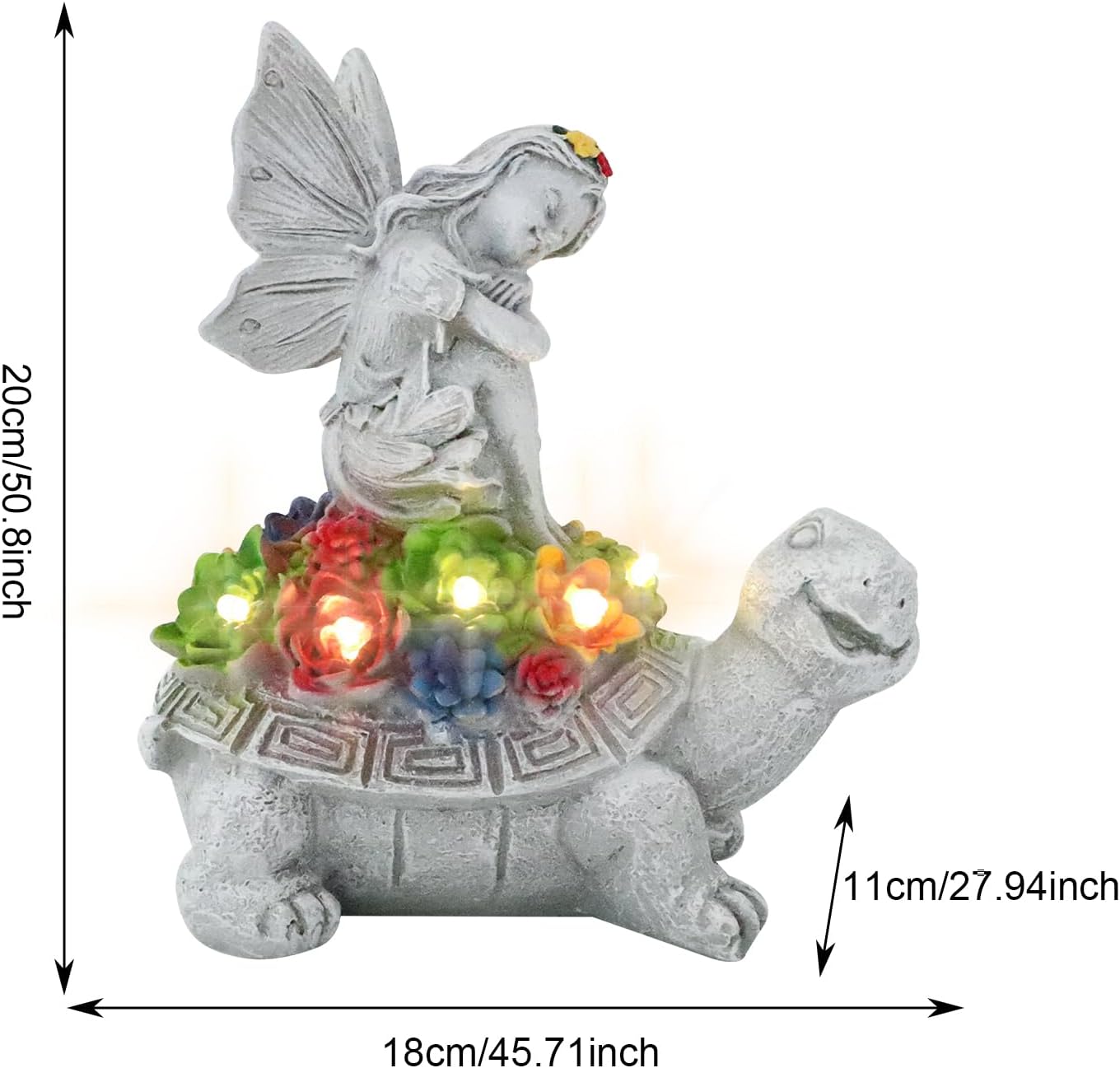 Solar Fairy Garden Statue, Angel Fairy on Solar Turtles for Outdoors with LED Lights, Garden Angels Outdoor Statue, Balcony Lawn Yard Decor Gift for Mom Grandma