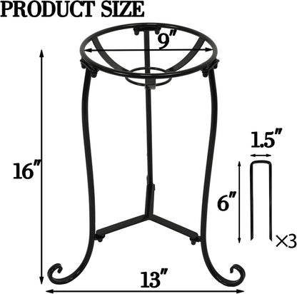 16" Tall Gazing Ball Stand for 10-12 inch Balls, Black Metal Gazing Globe Display Holder Stands for Outdoor Garden Clearance, 9" L x 9" W x 16" H