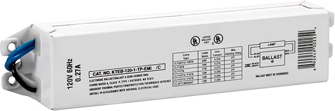 OHLECTRIC Replacement for Keystone KTEB-120-1-TP-EMI 1 Lamp T12 Electronic Fluorescent Ballast | 120V Input with Instant Start Operation | 0.90 Ballast Factor, UL-Approved