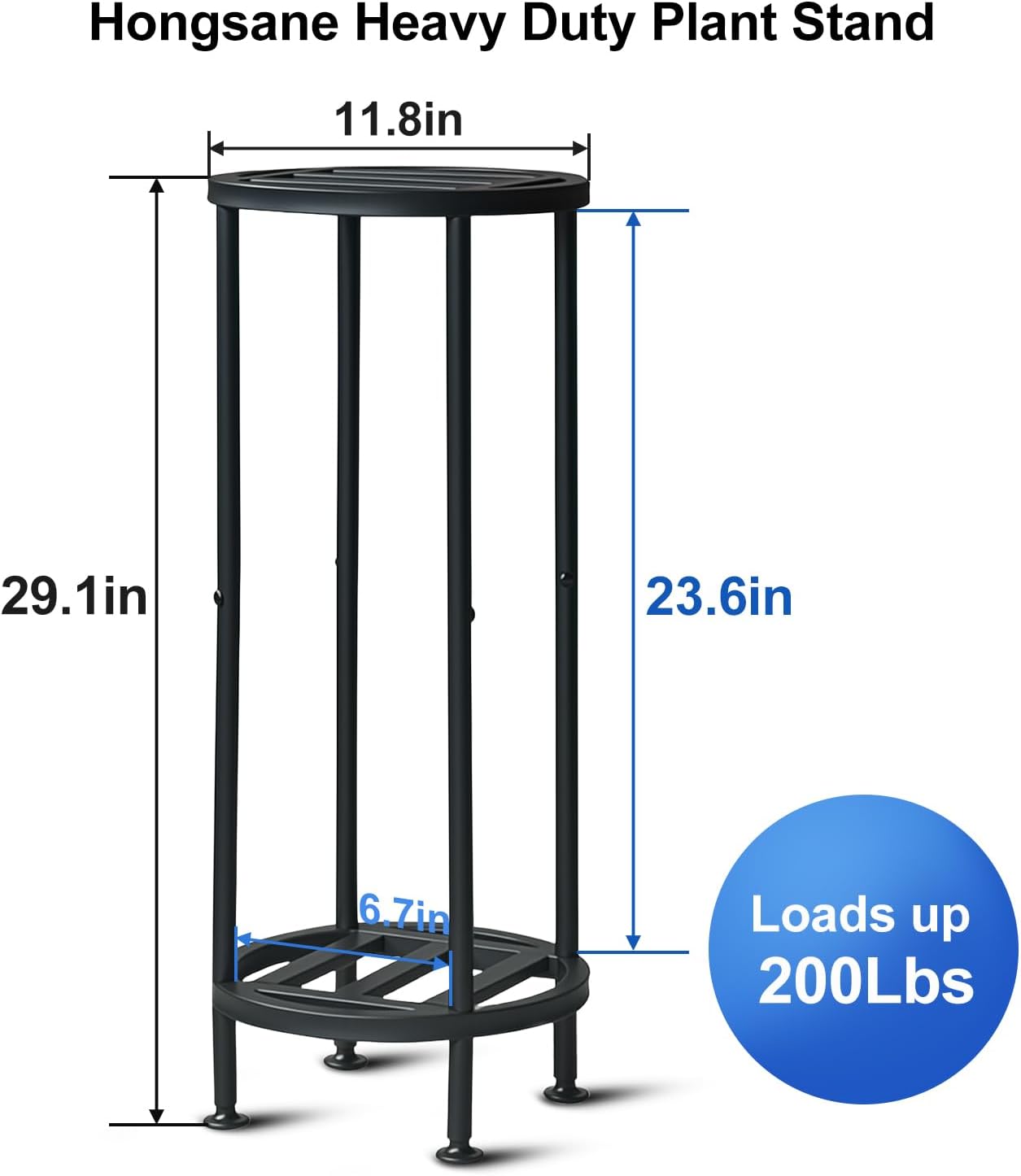 Plant Stand Indoor Outdoor,29" Tall Metal Plant Stands Riser,2 Tier Heavy Duty Wrought Iron Pedestal Holders,Tiered Round Flower Pot Stand,Outside Rust-Proof Black Flower Display stand for Patio