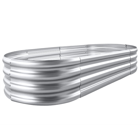 Land Guard Galvanized Raised Garden Bed Kit, Galvanized Planter Garden Boxes Outdoor, Oval Large