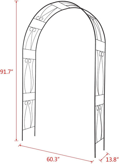 Metal Garden Arbor - 7'7"H x 3'11"W Outdoor Steel Arch Pergola Arbor for Climbing Plants Wedding Decoration
