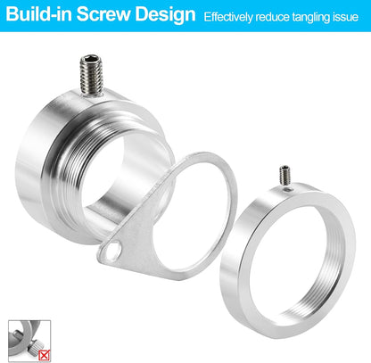 Flag Pole Rings, 1" Spinning Flagpole Ring Clips, 2 Pcs Aluminum Alloy & Steel 360° Rotating Anti Wrap Flag Mounting Rings with Snap Carabiners for 0.75-1.02 Inch Diamete Flagpole (Φ1, Silver)