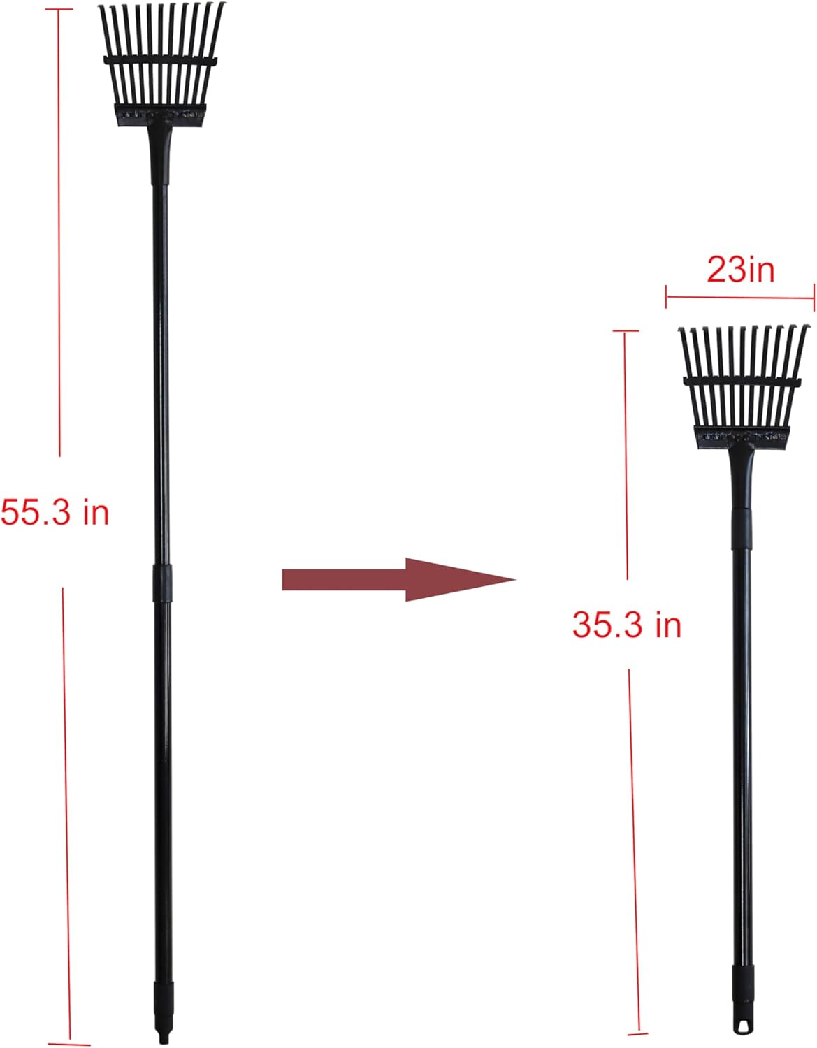 Kylin Gardening Rake Set 3-Piece - Poly Lawn Rake(30T ),Steel Garden Rake(24T ),11 Tine Shrub Tools -Telescopic Steel Handle for Adult or Kids