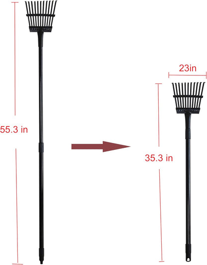 Kylin Gardening Rake Set 3-Piece - Poly Lawn Rake(30T ),Steel Garden Rake(24T ),11 Tine Shrub Tools -Telescopic Steel Handle for Adult or Kids
