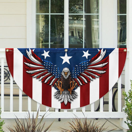 American Flag Patriotic Eagle American Non-Pleated Fan Flag TPT1636F, 1.5x3 ft, 1 Pack Suitable for