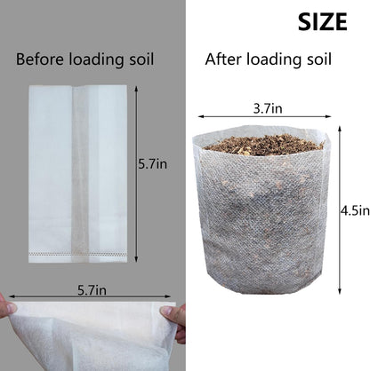 Belit Nursery Growing Bags, 200 Pcs Fabric Seedling Pots Non-Woven Pouch for Gardening Seed Plant Bag, Potato, Flower, Tomato Plant Starts (5.7" x 5.7 ")
