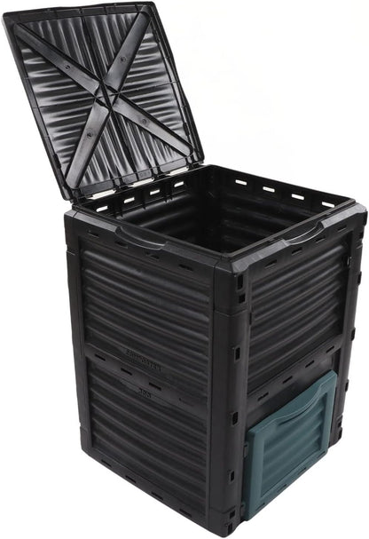 Large Capacity Compost Bin with Vent and Hinged Cover for Kitchen Garden Outdoor