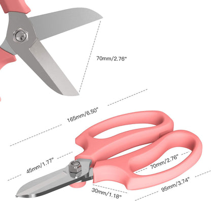 Housolution Flower Scissors, Strong Floral Shears, Premium Steel Garden Pruning Shears Floral Fruits Leaf Scissors Hand Pruner Snip Trimming Tool for Gardening Flower Arrangement, Pink