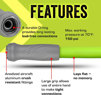 Flexzilla Garden Lead-in Hose with SwivelGrip, 5/8 in. x 3 ft., Lightweight All-Weather Water Hose, Durable and Flexible, Leak-Free Connections
