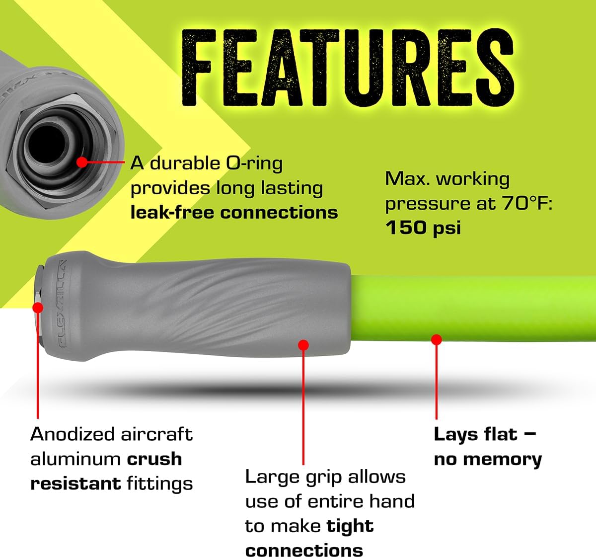 Flexzilla Garden Hose with SwivelGrip, 5/8 in. x 75 ft., Lightweight All-Weather Water Hose, Durable and Flexible, Leak-Free Connections