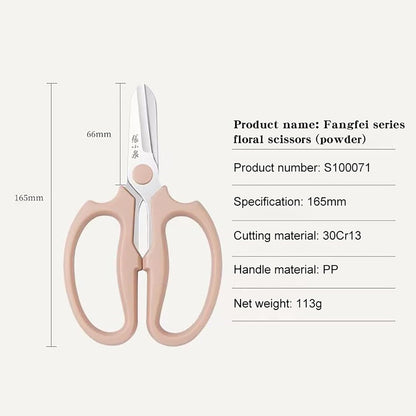 Professional Floral Scissors & Garden Shears - 3.38mm Stainless Steel, Ergonomic Wide Grip for Cutting Fresh Flowers, Florist Supplies, Pruning & Trimming (PINK)