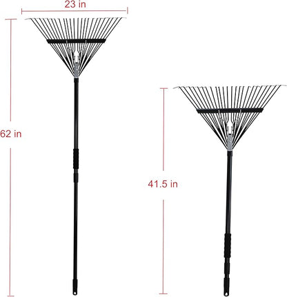 Kylin Gardening 3-Piece Rake Set - 30 Tine Poly Lawn Rake,24 Tine Steel Garden Rake,11 Tine Shrub Rake with Telescopic Steel Handle for Adult or Kids