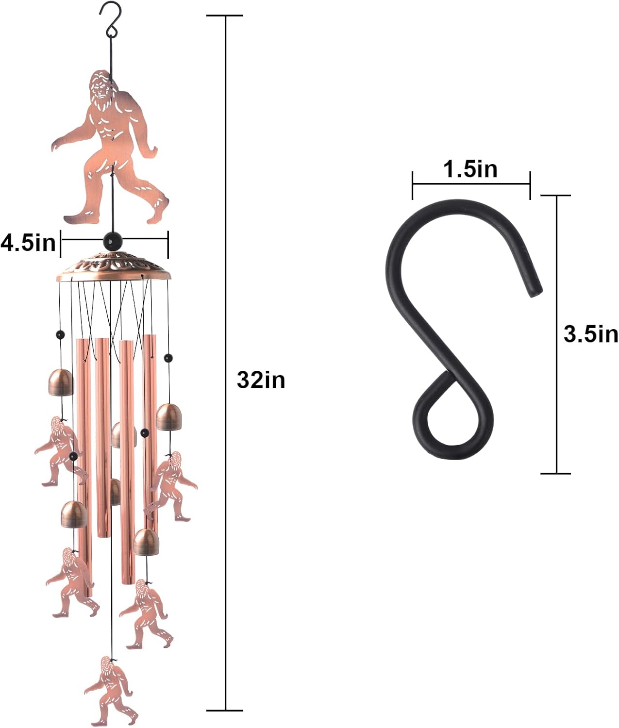 Handmade Bigfoot Wind Chime - Unique Wind Chimes for Outside Clearance, Garden Gift for Yard Decorations Outdoor, Perfect for Mom, Kids Meditation Lovers - Nursery, Patio Garden Decor
