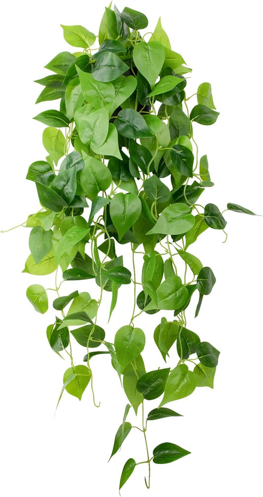 LOYWREE 35.4in Artificial Plants in Black Pot Realistic Fake Hanging Potted Greenery with Faux Ivy