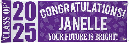 Let's Make Memories Personalized Graduation Banner Class of 2025 - Graduation Party Decorations - Congratulations Banner - Indoor/Outdoor Vinyl - Best in Class - Purple - 6 ft.