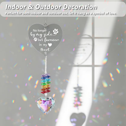 Crystal Sun Catchers Indoor Window - Heart - Shaped Hanging Crystal Suncatcher as Pet Memorial Gifts for Dogs