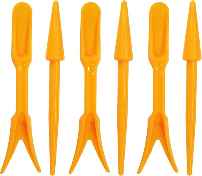 6PCS Mini Garden Hand Succulent Transplanting Tools Set, Plastic Seedling Dibber and Digging Tools for Indoor Gardening, Home Plant Care, Repotting, Lawn Maintenance(Yellow)