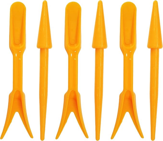 6PCS Mini Garden Hand Succulent Transplanting Tools Set, Plastic Seedling Dibber and Digging Tools for Indoor Gardening, Home Plant Care, Repotting, Lawn Maintenance(Yellow)