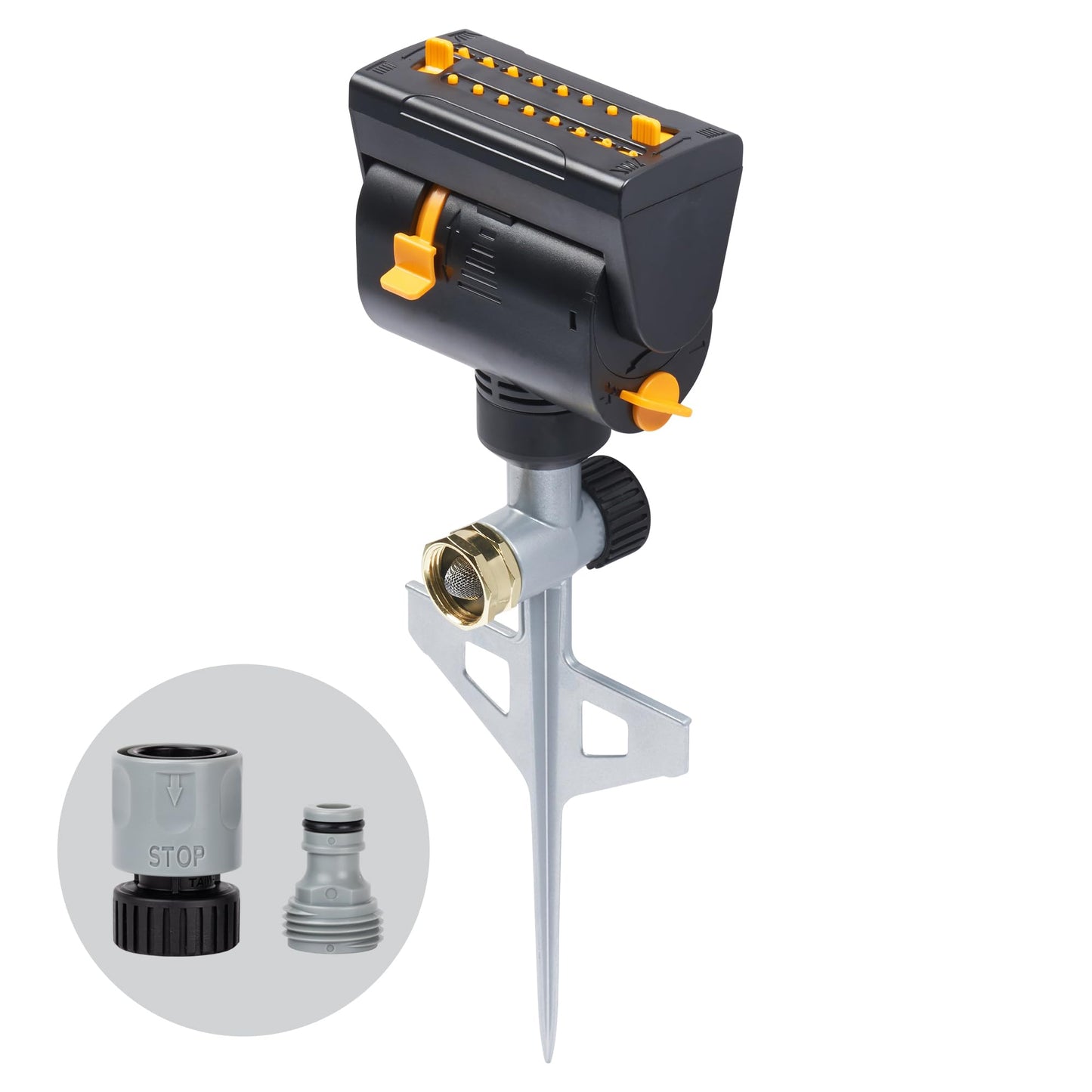 Melnor MiniMax Spike Sprinkler, 4000 Sq Ft: 360°, Flow, Width, Range Adjust