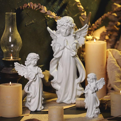 YUEOECOR Praying Angel Figurine, Waterproof Angel Wings Statue, Garden Memorial Angel, Resin Praying Angel Figurine for Home Decor or Garden