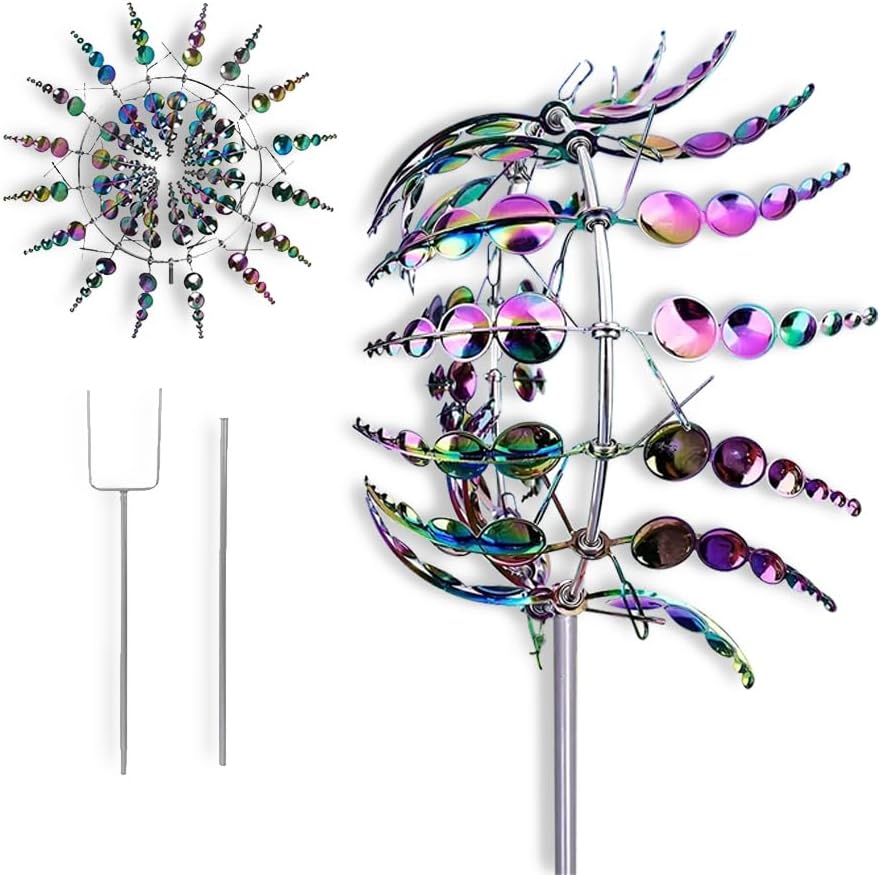 Wind Spinner，3D Patio and Garden Decor Outdoor Art Outside Decorations，Lawn Art Kinetic Windmill Craft Decorative Gift Women Mom Grandma Wife (Colorful)