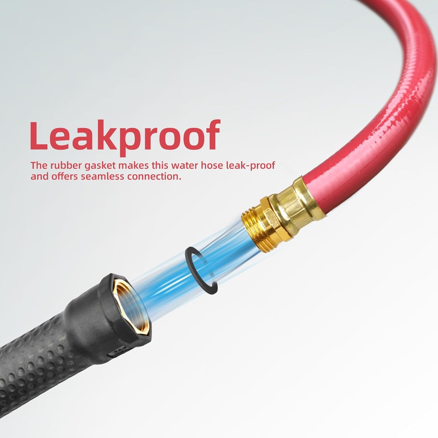 Solution4Patio Long Red Garden Hose 5/8 in. x 100 ft. -Kink Free, No Leaking, Male/Female Fittings -Heavy Duty Durable Flexible Lightweight Water Pipe -Brass Aluminum Ends for Household & Yard Use