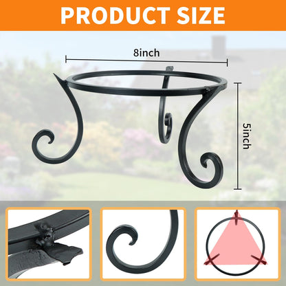 Kesywale Metal Gazing Ball Stand for 10 or 12 Inch Outdoor Garden Gazing Globes and for Plant or Flowerpot Holder, Birdbath Bowl Stand, 5 Inch Tall (8 inch)
