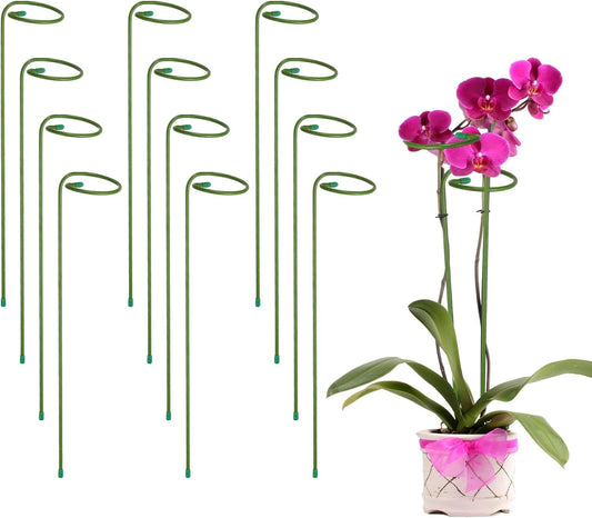 uxcell 12pcs Plant Support Stakes, 14inch Single Stem Stakes Garden Plant Cage Support Rings for