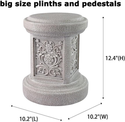 Classic Statuary Stand Outdoor Pedestal Sculpture Decor Plinth Base Riser, Garden or Home Resin Statuary Pedestal, 12.6" Tall, 7.1 Pounds, (Round)