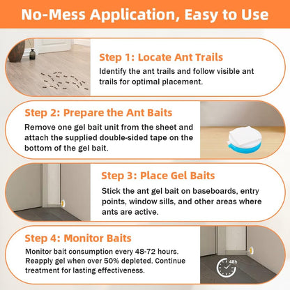 32 PCS Ant Killer Gel Bait Stations, Extra Strengthen Ant Bait Traps, Long-Lasting Effective Pest Gel for Carpenter Ants and Other Common Household Ants, No Mess Easy Use, Safe for Pets and Kids