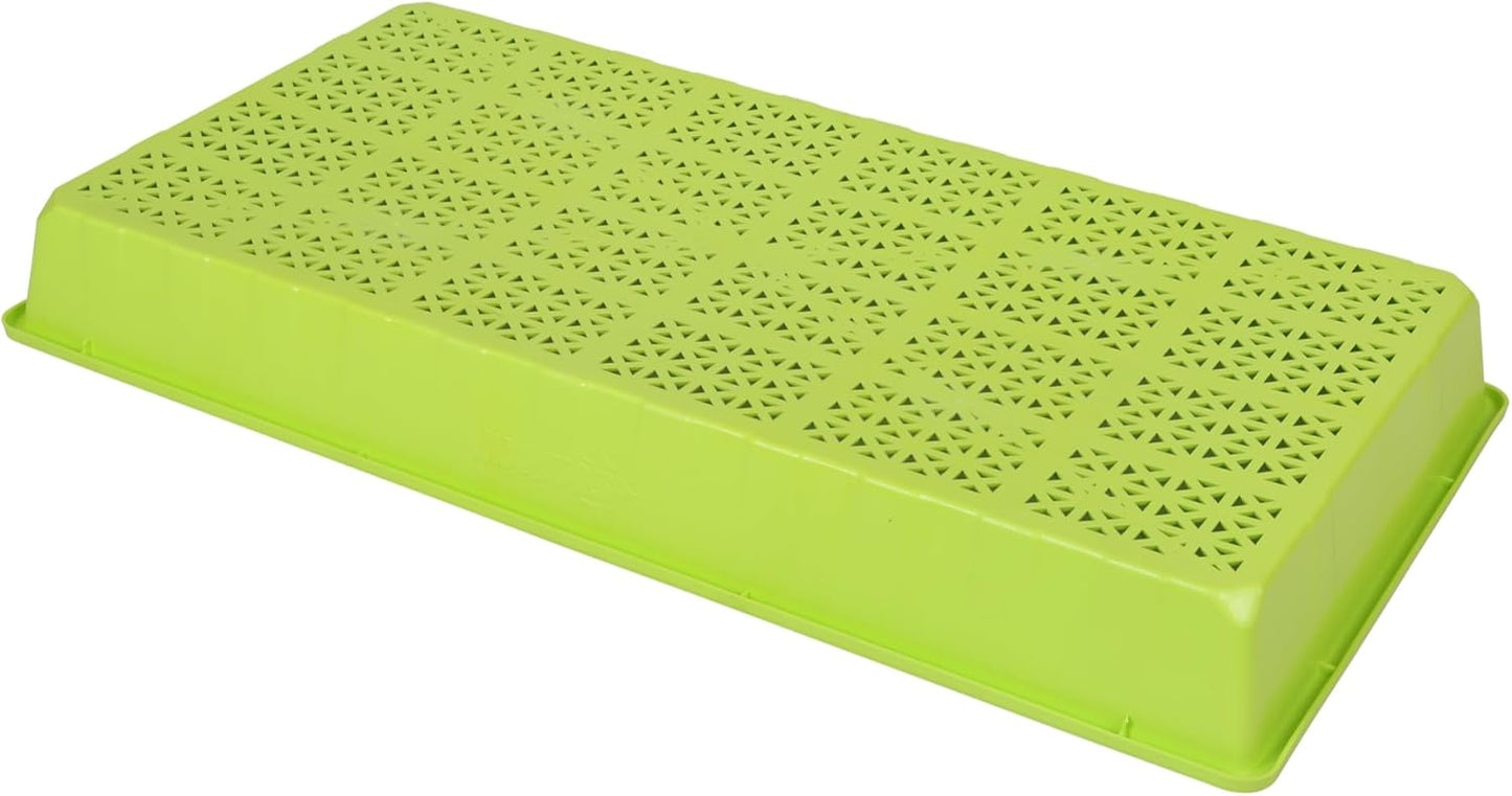 SUNPACK 10" x 20" Heavy Duty Mesh Plastic Seed Starting Tray, Lime Green, 2.3" - Ensures Water Drainage and Aeration, Perfect for Greenhouses or Indoor Gardening