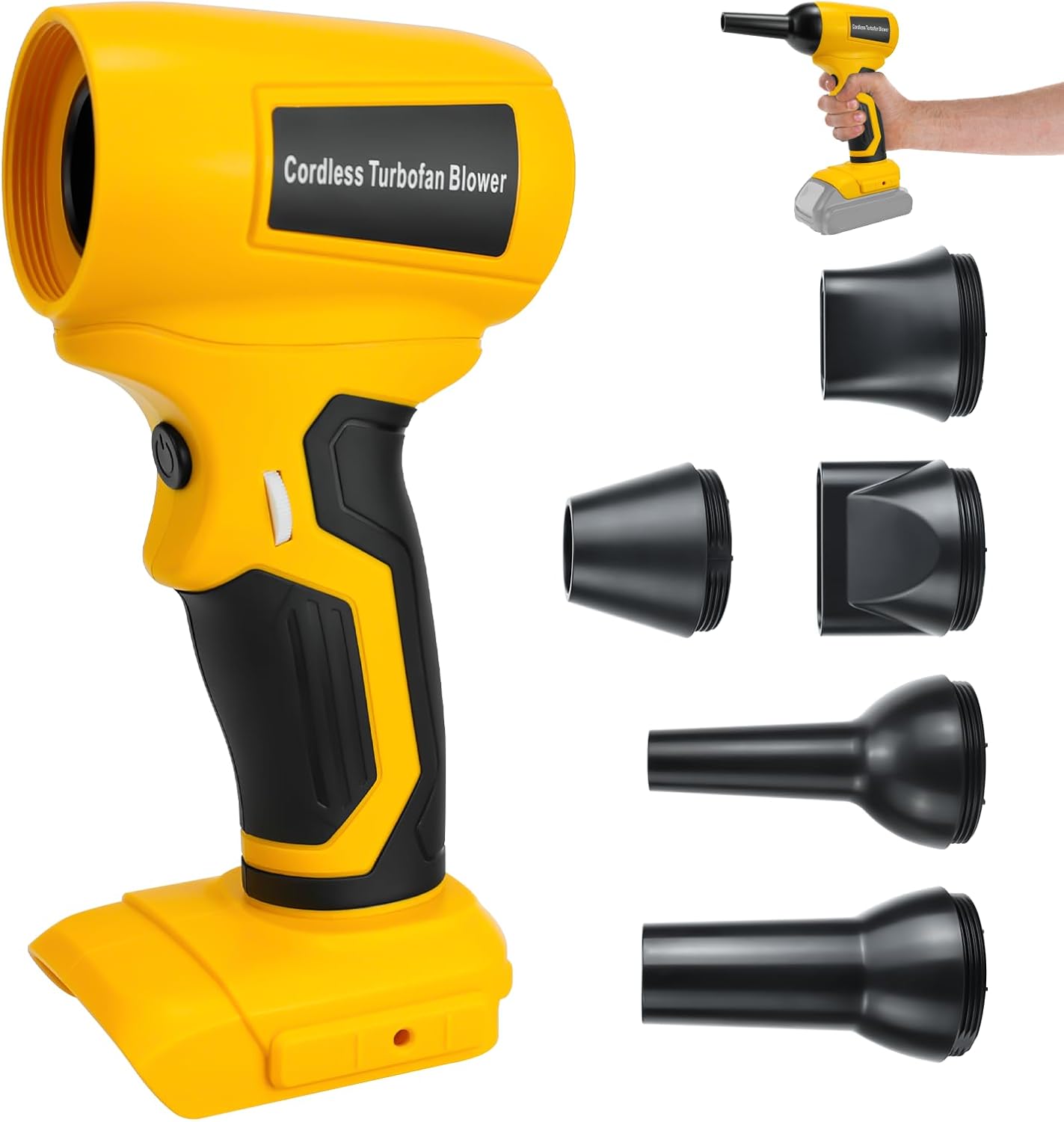 Electric Cordless Turbo Fan Blower, Leaf Blower for Dewalt 20V Battery, 130000RPM Handheld Jet Fan, Variable Wind Speed, for Cleaning and Drying (Battery Not Included)