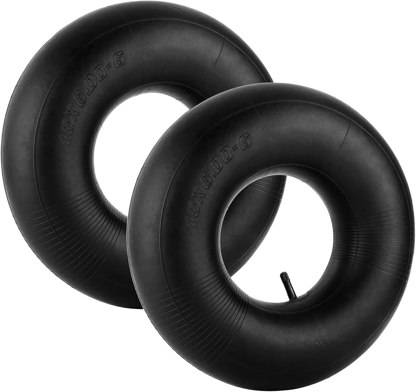 15x6.00-6" Inner Tube with Straight Valve Stem (2-Pack) - Heavy Duty Replacement Tire Tubes for Lawn Mower, Snow Blower, Riding Mowers, ATVs, Golf Carts