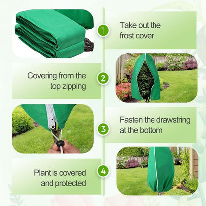 Plant Covers Freeze Protection, 4 Pack Zipper Drawstring Plant Cover, Reusable Frost Protection Covers for Shrubs Outdoor Garden, Large Plant Protection Bags (31.5×47.3（4pcs）)