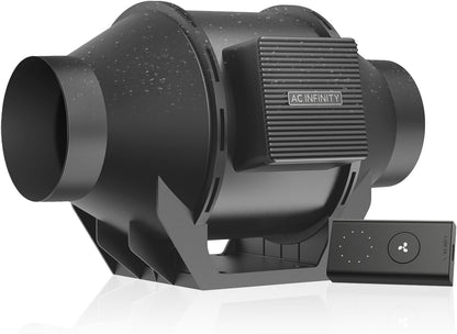 AC Infinity CLOUDLINE H4, Quiet 4” Inline Duct Fan with Speed Controller, Humidity Proof IP65-Rated Ventilation Exhaust Fan in Grow Tents, Mushroom Fruiting Chambers for Propagation and Fungiculture