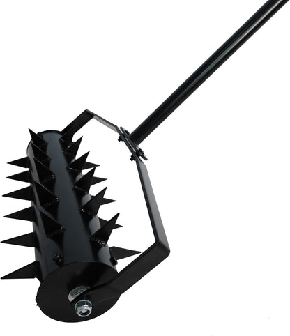 Rolling Manual Lawn Aerator, 58-Inch Handle Manual Push Spike Aerator for Gardens, Yards, and Farmland, Deep Soil Penetration for Healthy Grass and Improved Lawn Growth Manual Aerator Tool Black