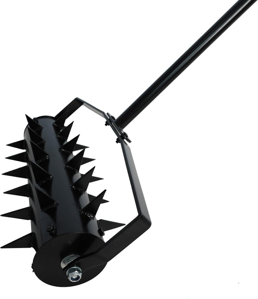 Rolling Manual Lawn Aerator, 58-Inch Handle Manual Push Spike Aerator for Gardens, Yards, and Farmland, Deep Soil Penetration for Healthy Grass and Improved Lawn Growth Manual Aerator Tool Black