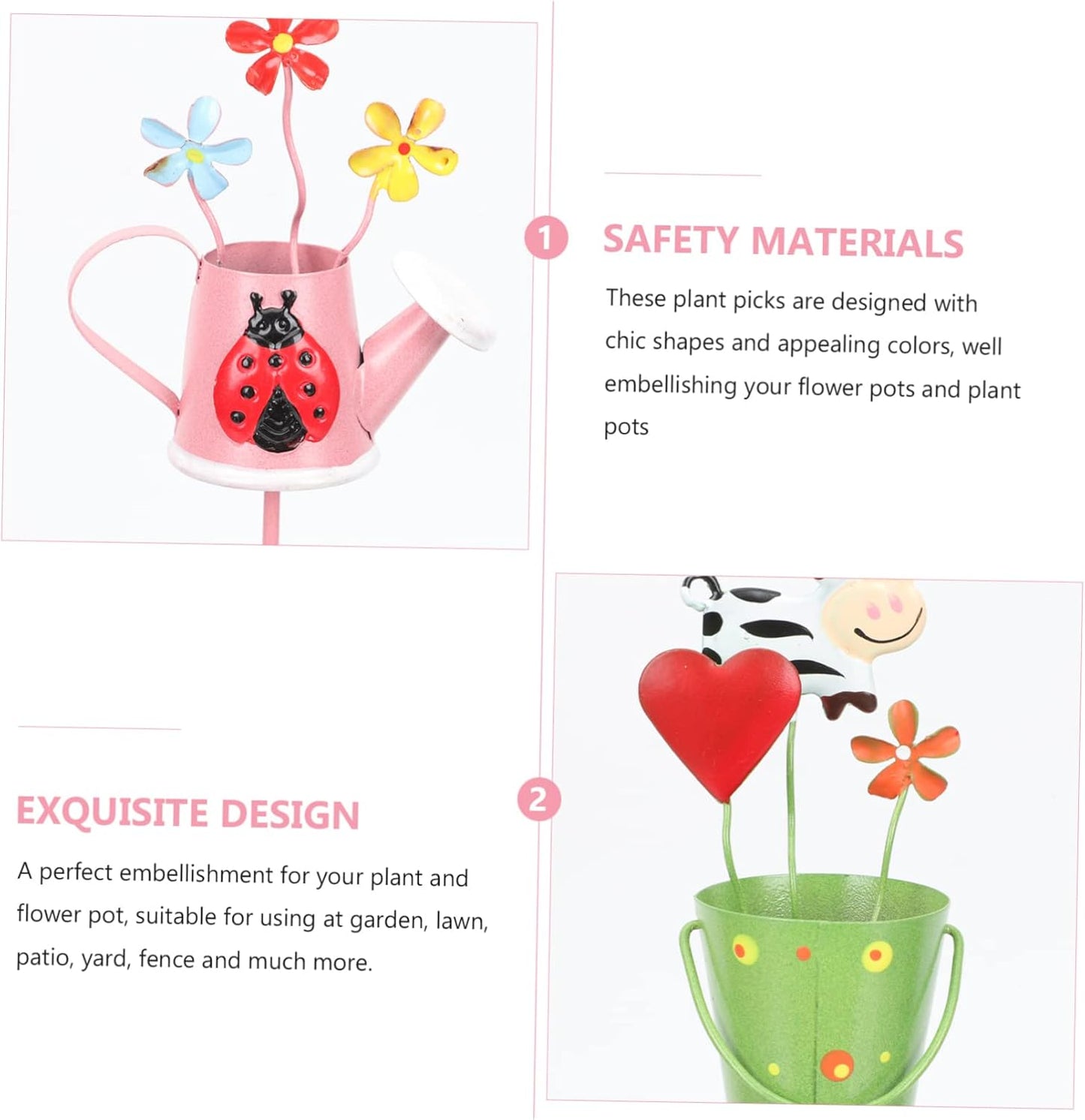 5pcs Metal Plant Picks Decorative Garden Stake Picks for Flower Pots Plant Decorations for Lawn Patio and Home