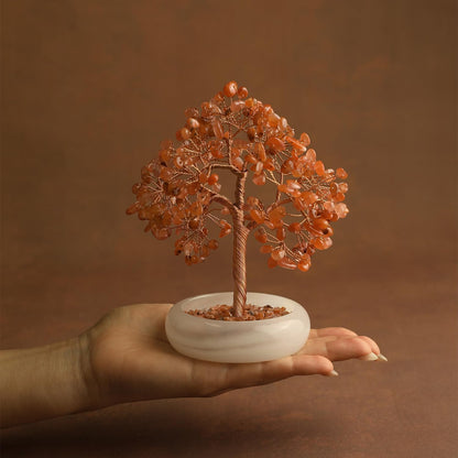 Carnelian Crystal Tree Healing Gemstone Tree with 243 Natural Crystals, Feng Shui Tree, Money Tree, Energy Decor for Home Office Desk, Spiritual Gift for Women