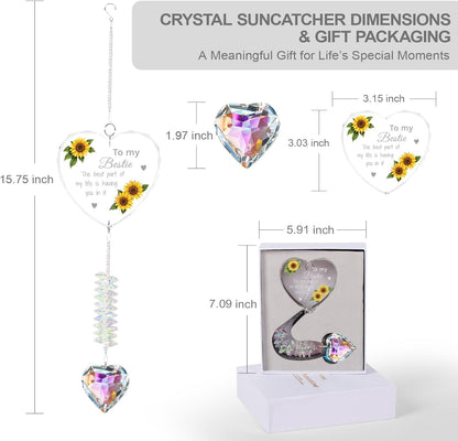 Bestie Gifts,Crystal Suncatcher Gifts for Bestie Birthday,Sisters Gifts from Sister, Best Friend Woman Window Hangings Home Decoration