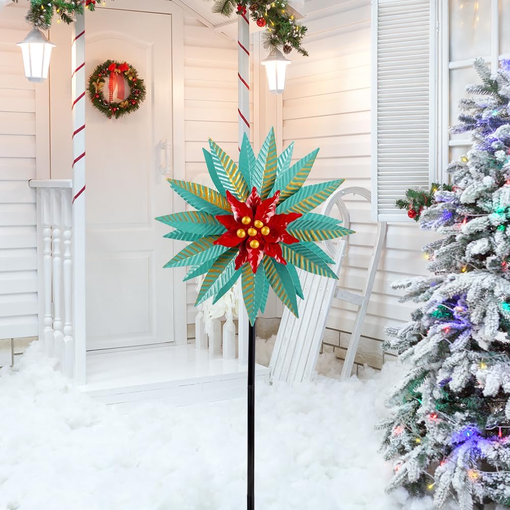Christmas Wind Spinners Outdoor,57.9 Inches Metal Wind Spinners for Yard and Garden Xmas Windmill for Patio,Lawn & Yard