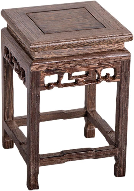 HOMSFOU Indoor Plant Stand Wooden Planter Stand Oriental Planter Stand Plant Holder Stool Chinese Display Pedestal Fishbowl Vase Aquarium Table Lamp Teapot Stand for Home Patio