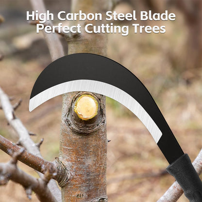 Weeding Sickle Machete Knife Brush Clearing Hand Sickle Garden Tool with Carbon Steel Thick Blade Gardening Machete for Yard Work