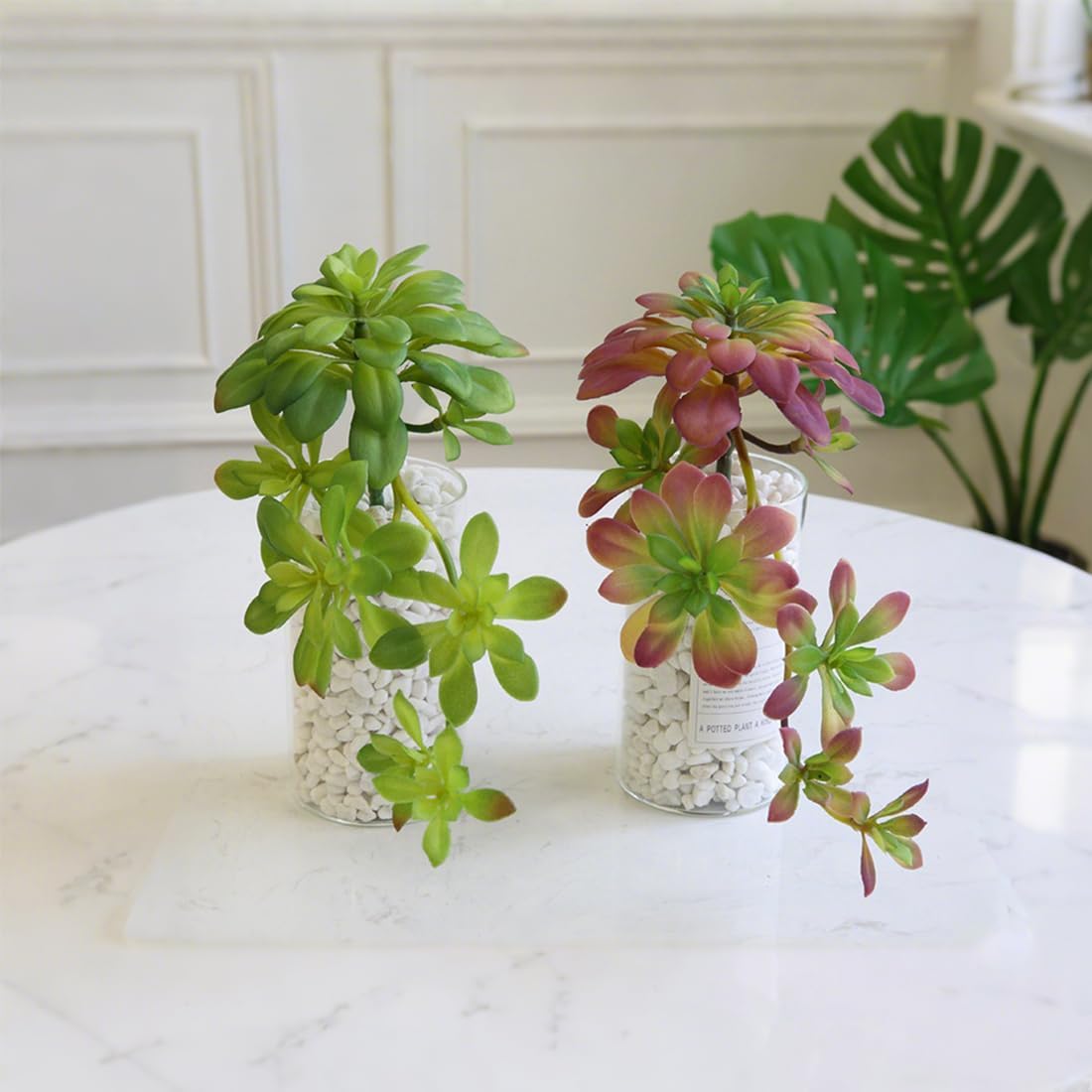 2pcs Artificial Succulent Plants, Realistic Large Fake Succulents, Artificial Hanging Ornaments for Decor
