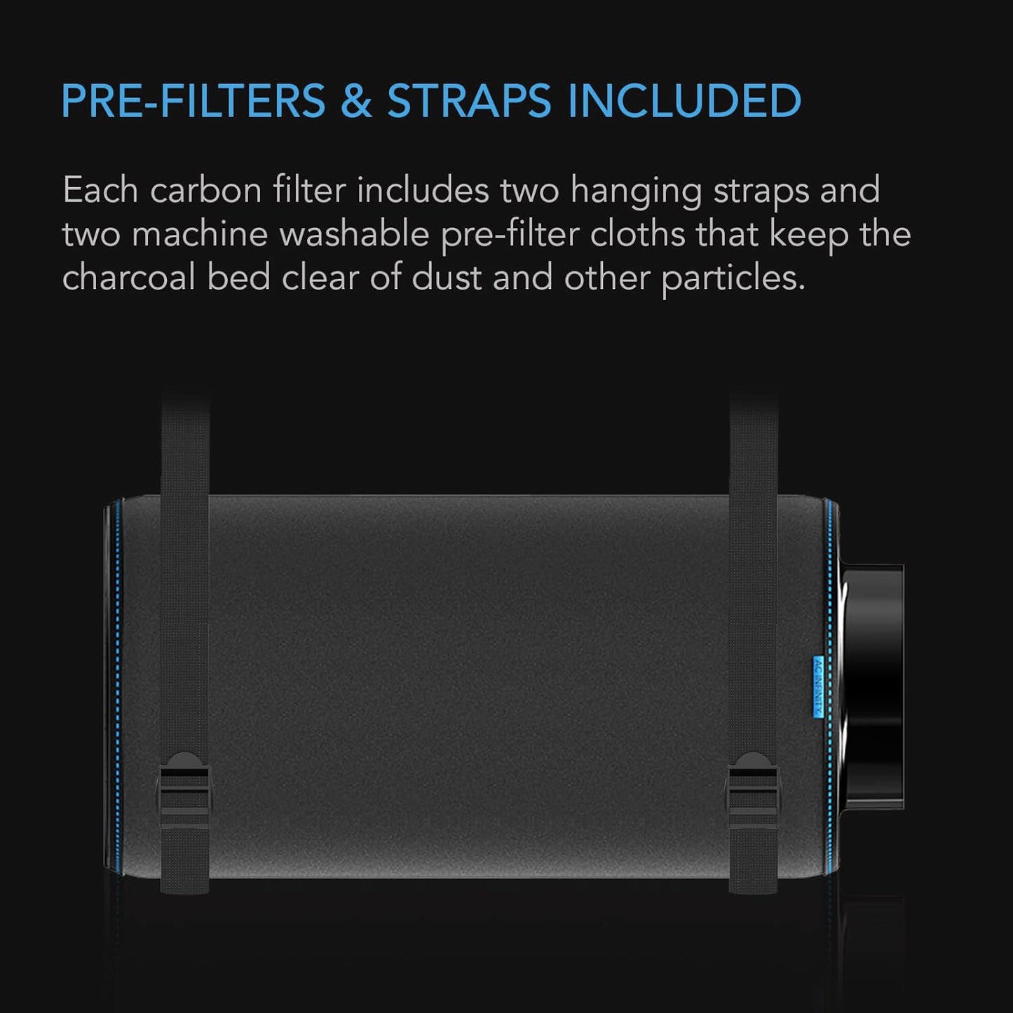AC Infinity Air Carbon Filter 12" with Premium Australian Virgin Charcoal, for Inline Duct Fan, Odor Control, Hydroponics, Grow Rooms