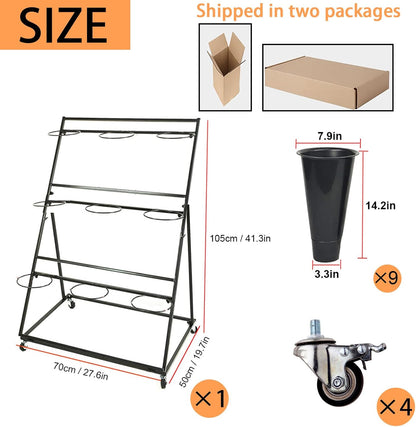 Flower Display Stand, Mobile Plant Cart shelve with Wheels, with Plastic Buckets, Easy to Install, Stepped Plant Stand, Suitable for Indoor and Outdoor Balcony Courtyard Garden Art Exhibitions ( Color