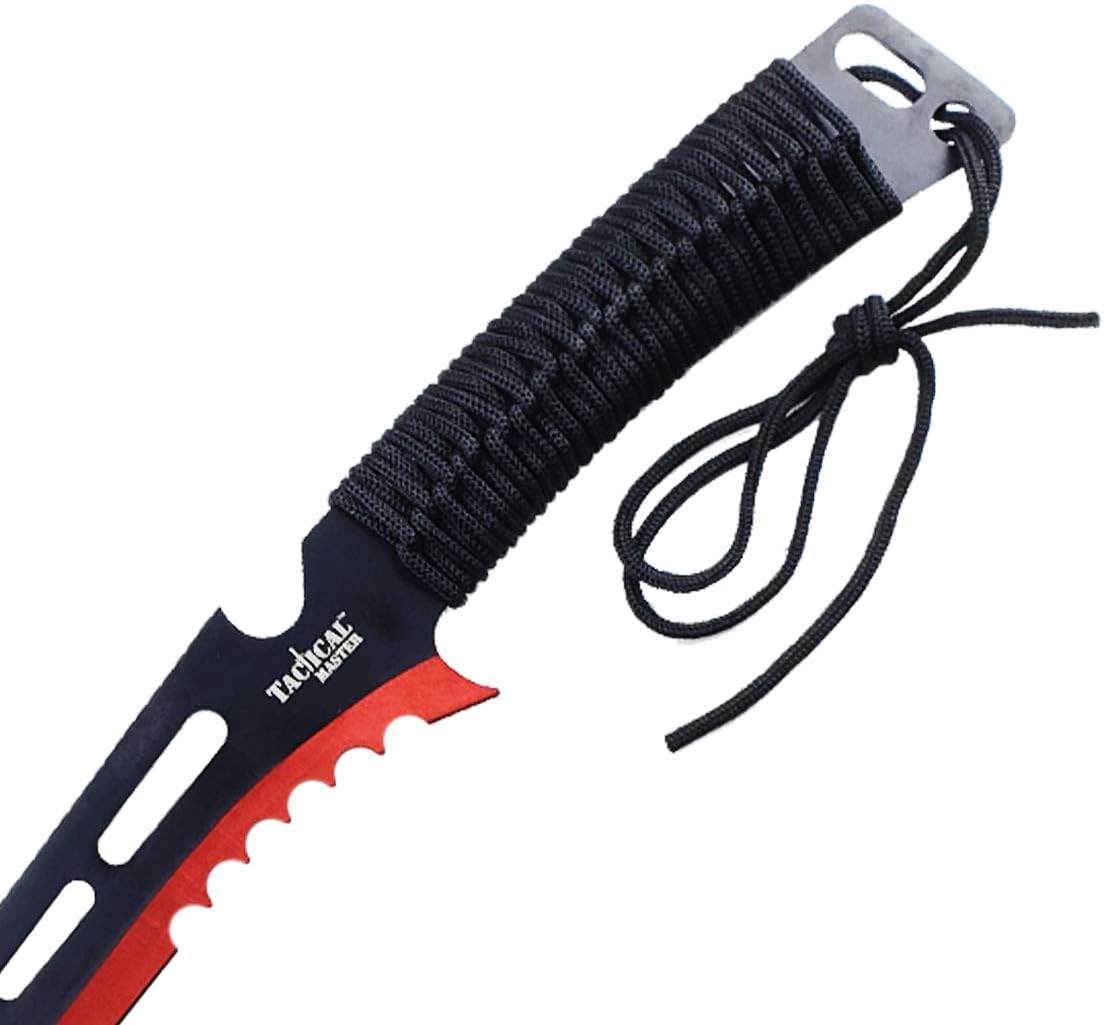 26" Fantasy Tactical Machete with 3 Fixed Blade Knives Set. 440 Stainless Steel Blade. for Collection, Gift and Outdoor Sport Activitve (Red)