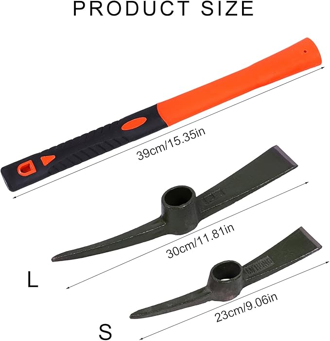Garden Pick Mattock Fiberglass Handle For Soil Breaking Planting Camping Landscaping Home Excavation Trail Maintenance